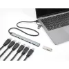 Delock 64273 ohut 7-porttinen USB-keskitin, USB Type-C tai Type-A -> 1x USB 5 Gt/s Type-A + 6x USB 2.0 Type-A