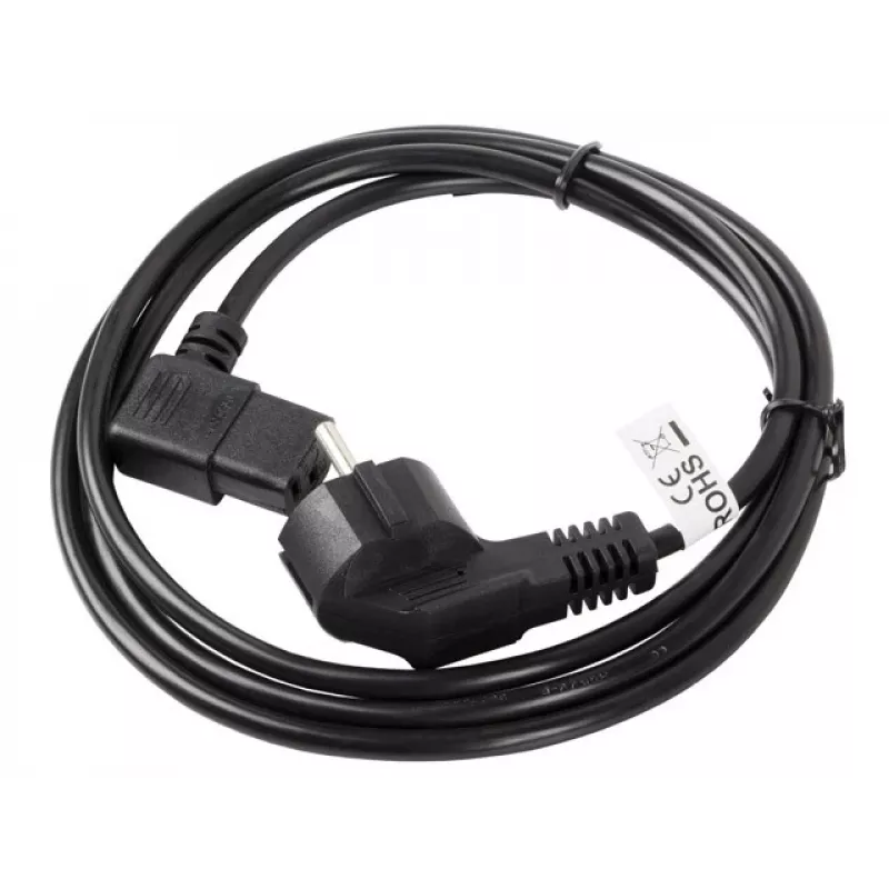 Virtakaapeli LANBERG CA-C13C-12CC-0018-BK, 2 m, C13-liitin - CEE7/7, musta, kulmaliitin C13