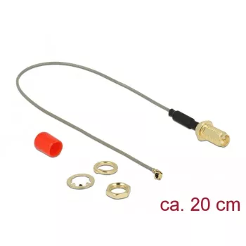 Koaksiaalikaapeli DeLOCK 89831 0,2 m RP-SMA naaras harmaa