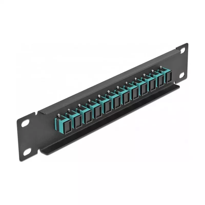 Kuitu-kytkentäpaneeli DeLOCK 10 inch 12 porttia SC Simplex aqua 1U musta