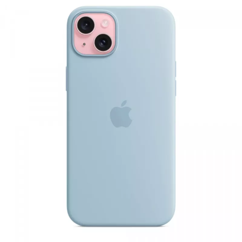Silikonikotelo Apple iPhone 15 Plus vaaleansininen MagSafe