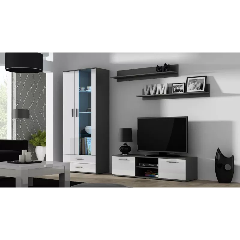 Cama TV-taso SOHO 140 harmaa/valkoinen kiiltävä
