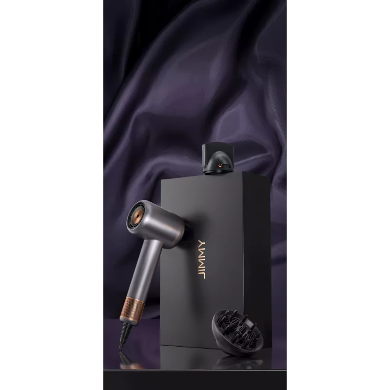 Hiustenkuivaaja Jimmy F8 1600 W, 3 lämpötila-asetusta, ionitoiminto, diffuusorisuutin, harmaa