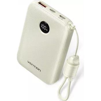 Varavirtalähde Vention FKAN0-C 10000 mAh — 2× USB-C, 1× USB-A, 22,5 W, beige