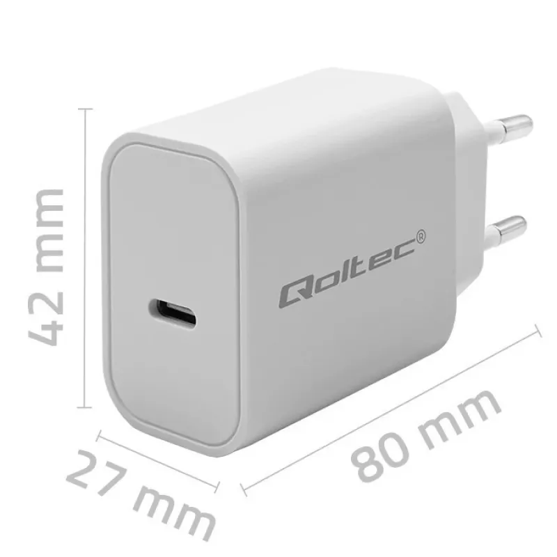 QOLTEC Super Quick PD -laturi 20W USB-C (5V/12V) – kannettava pikalaturi