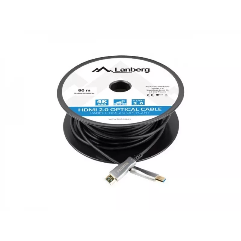 HDMI-kaapeli Lanberg CA-HDMI-20FB-0800-BK 80m Type-A uros urokseen