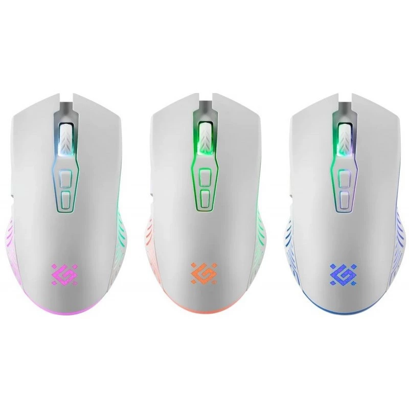 Langaton pelihiiri DEFENDER Pandora White – molempikätinen, 3200 DPI, 6 painiketta, ohjelmoitava, optinen, USB