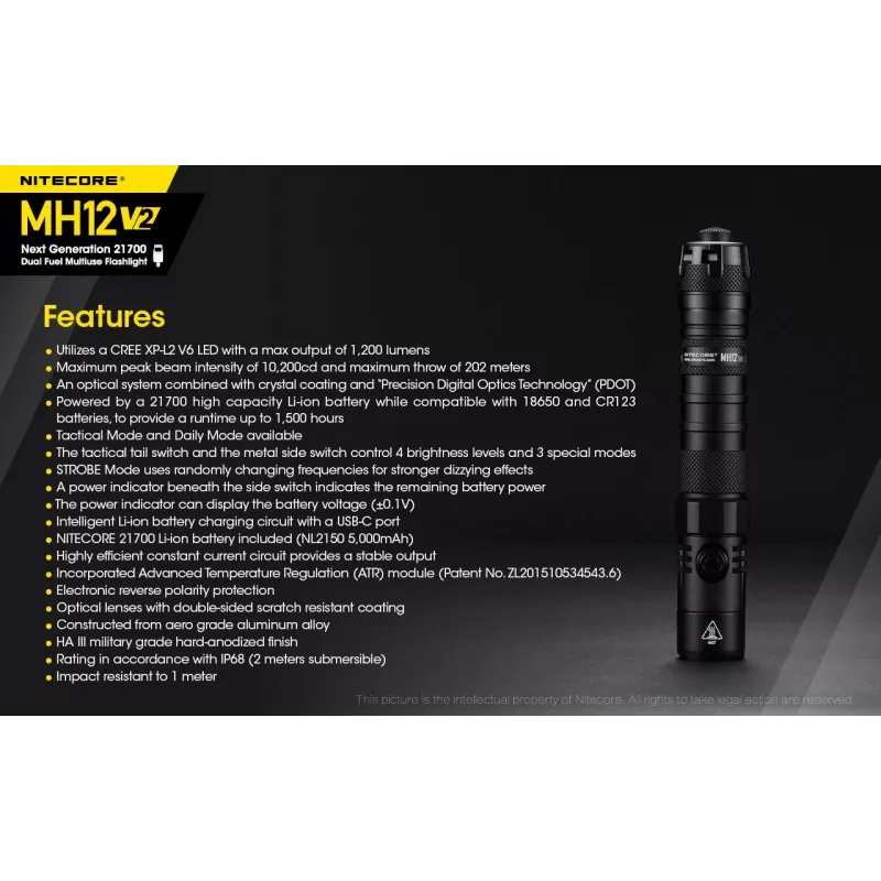 Käsivalaisin Nitecore MH12 V2 musta