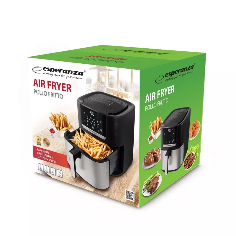 Esperanza EKA004 Pollo Fritto rasvaton friteerauskeitin, 8 L, 1700 W, inox