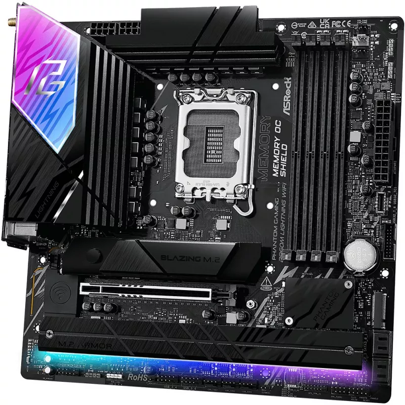 Emolevy ASRock B860M Lightning WiFi — Intel B860, LGA1851, microATX, DDR5, 4 DIMM, Wi‑Fi 6E, 2.5Gb LAN, Thunderbolt 4