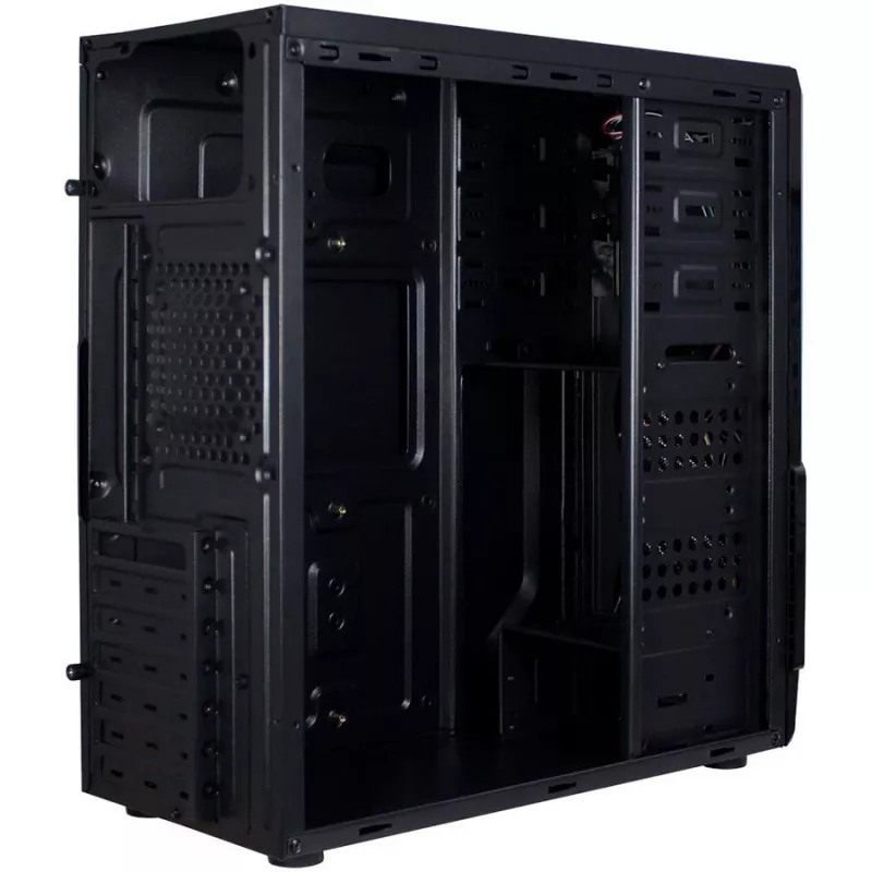 Kotelo INTER-TECH B-42 Black Midi Tower, ATX, 2xUSB2.0, Blue LED strip, virtalähde valinnainen
