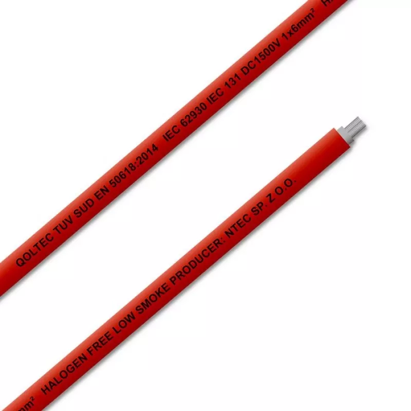 Aurinkokaapeli QOLTEC 53852 6 mm², 100 m rulla, punainen