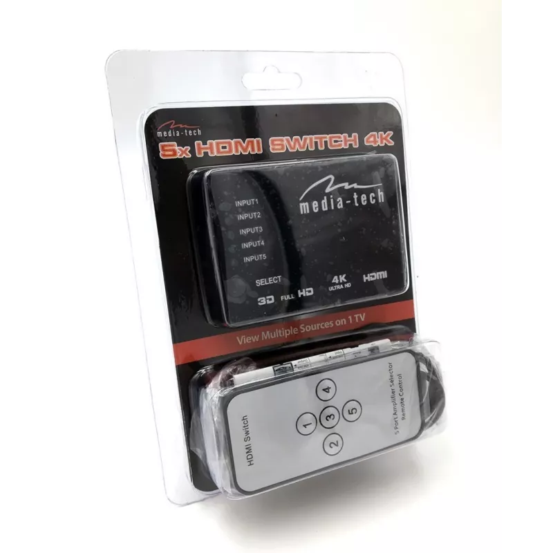 Media-Tech MT5207 5x HDMI-kytkin, 4K