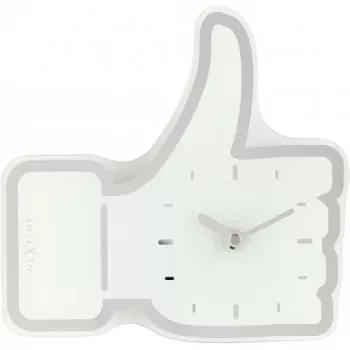 NeXtime kello 5185wi Mini Thumbs Up, 20,5x21 cm, seinäkello, valkoinen/hopea