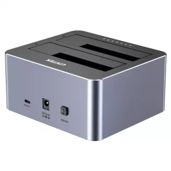 Telakointiasema Unitek 51642 2,5 tuuman/3,5 tuuman SATA-levyille, USB-C 10 Gbit/s, 2 paikkaa, alumiini