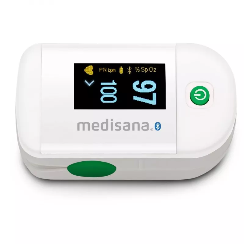 Medisana PM 100 Connect -pulssioksimetri, harmaa/valkoinen