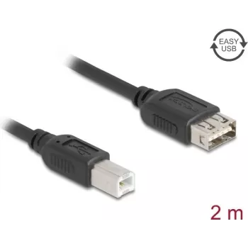 USB 2.0 kaapeli DELOCK 81531 — 2 m, USB B – USB A, musta, kullatut kontaktit
