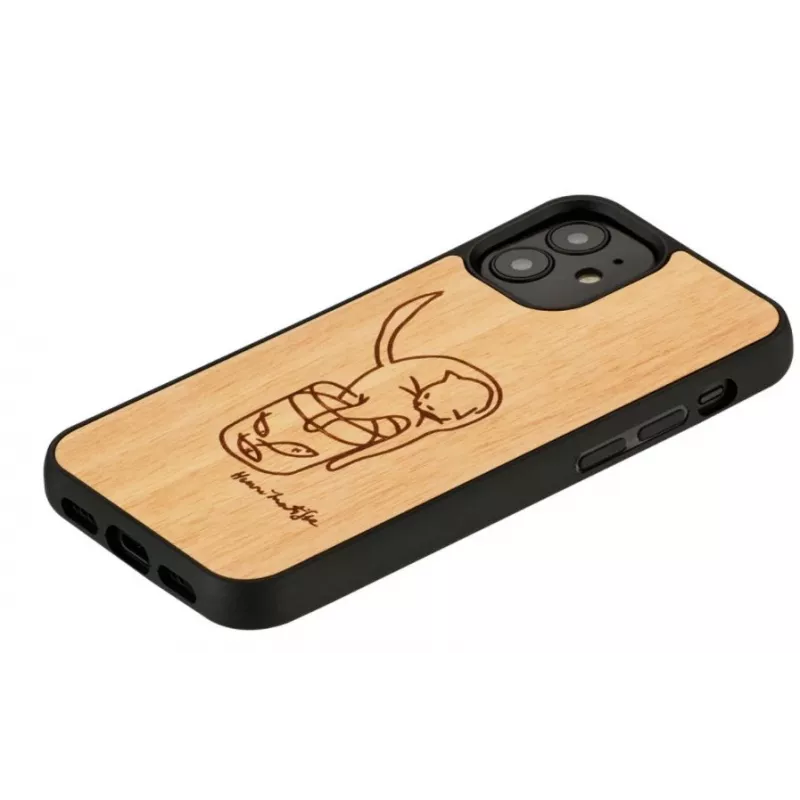 Man and Wood -puhelinkotelo iPhone 12 mini — painettu kissa ja punainen kala