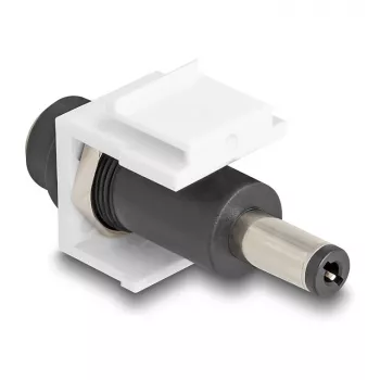 DeLOCK Keystone-moduuli DC 5,5 x 2,1 mm naaras DC 5,5 x 2,5 mm uros valkoinen
