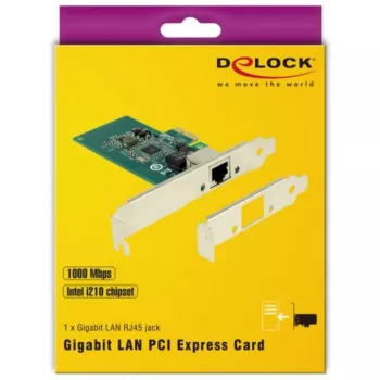 DeLock PCI Express -kortti > 1 x Gigabit LAN - verkkosovitin - PCIe 2.1 Low-Profile - Gigabit Ethernet