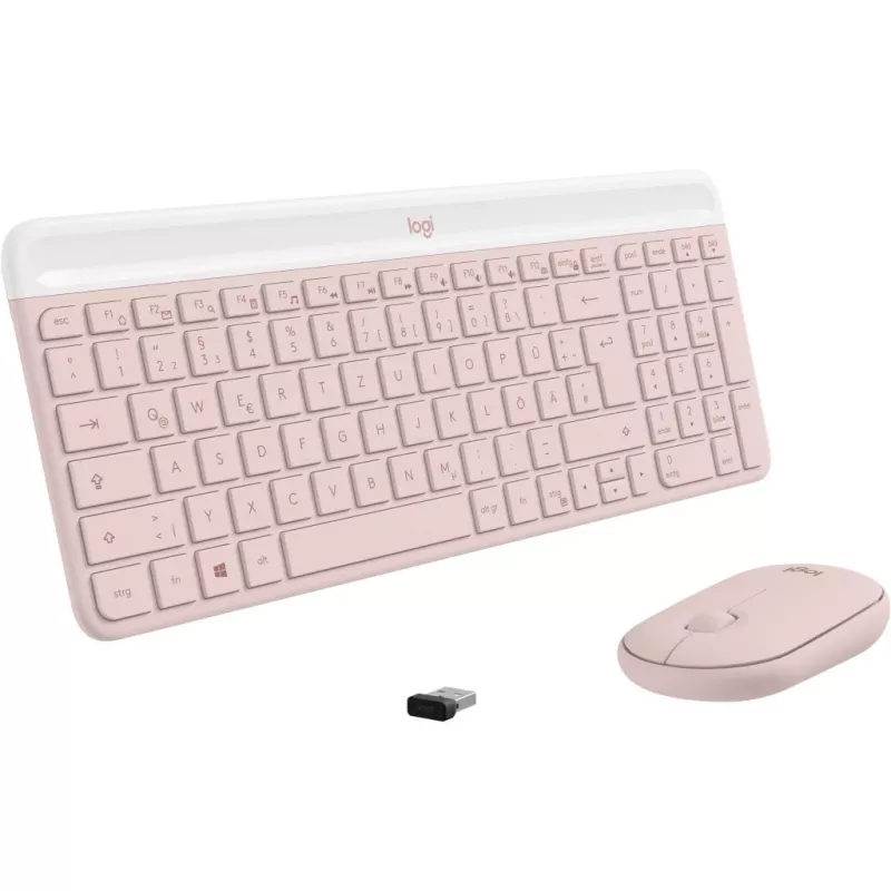 Logitech Slim Wireless Combo MK470 - näppäimistö-hiiri-sarja - langaton - 2,4 GHz - QWERTY - roosa (920-011314)
