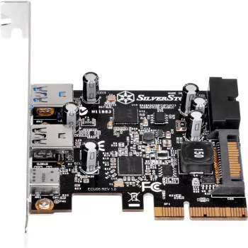 SilverStone ECU05 - USB-sovitin - PCIe 2.0 x2 Low Profile - USB 3.1 Type-C x 1 + USB3.0 x 2 + USB3.0 (sisäinen) x 2 (SST-ECU05)