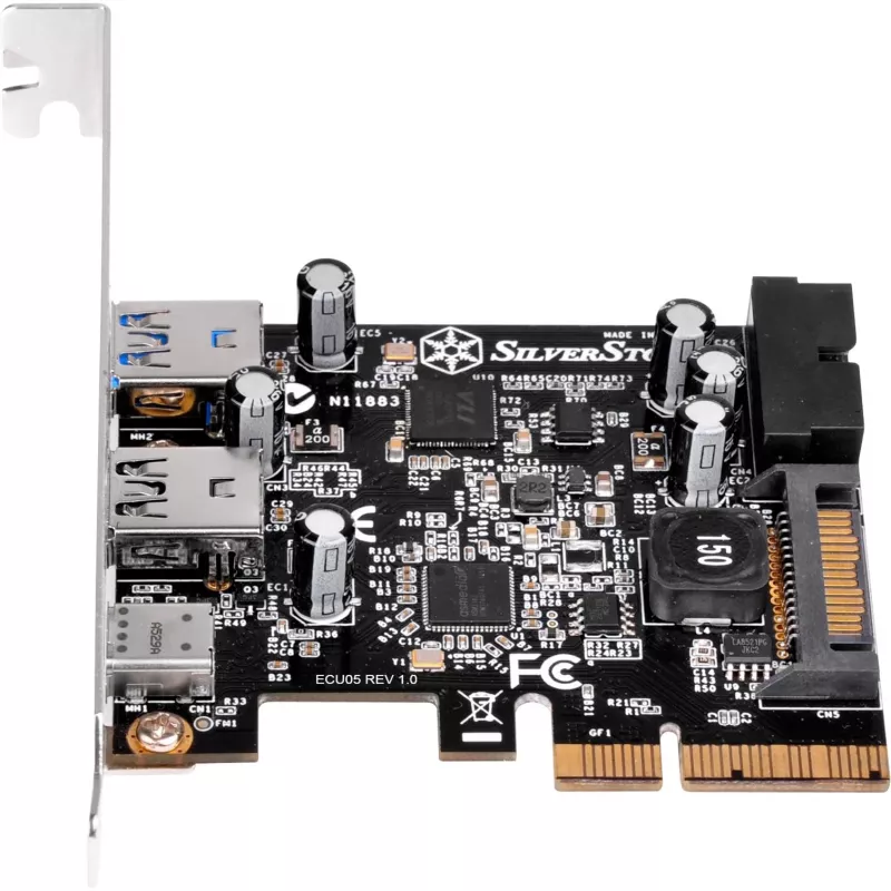 SilverStone ECU05 - USB-sovitin - PCIe 2.0 x2 Low Profile - USB 3.1 Type-C x 1 + USB3.0 x 2 + USB3.0 (sisäinen) x 2 (SST-ECU05)