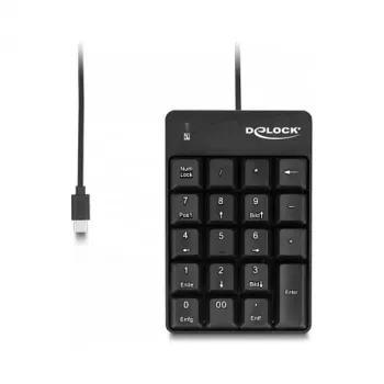 Näppäimistön numeronäppäimistö DeLOCK 12108 USB musta 19 näppäintä 1,6 m kaapeli