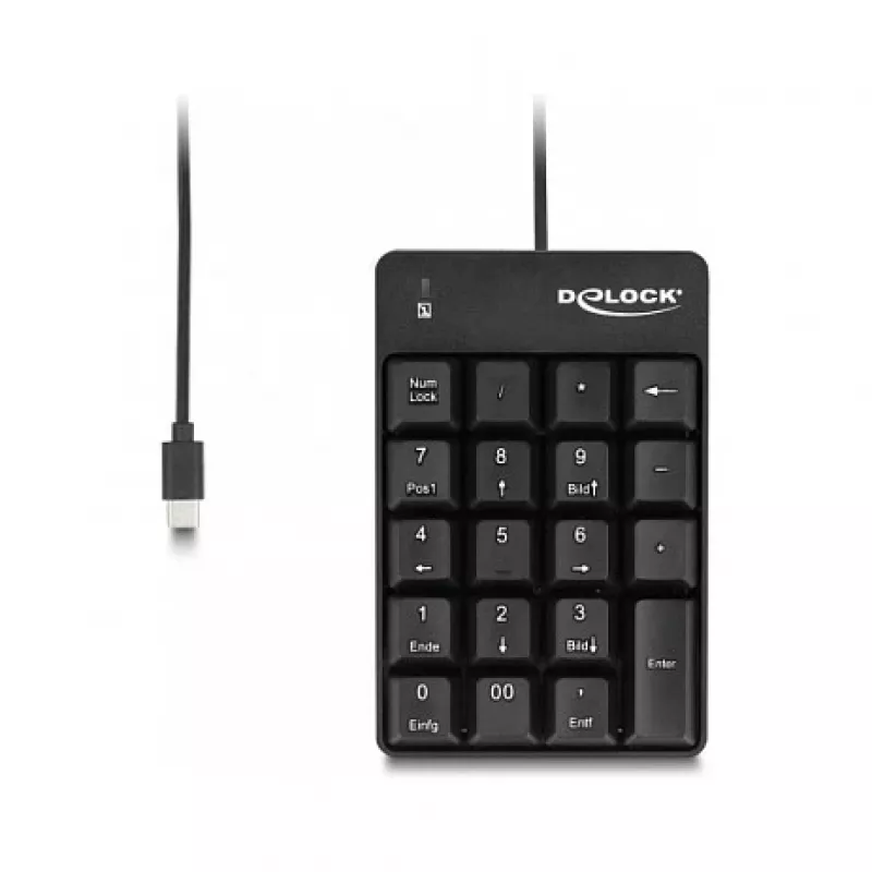 Näppäimistön numeronäppäimistö DeLOCK 12108 USB musta 19 näppäintä 1,6 m kaapeli
