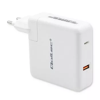Qoltec GaN-laturi FAST 108W | 5-20V | 3-4.7A | USB C | valkoinen