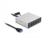 DeLOCK 64208 USB-pin-header-keskitin 19 pin 5000 Mbit/s musta harmaa