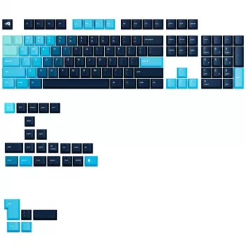 Näppäinhatut GLORIOUS GPBT Gradient Celestial Ice – ANSI-asettelu, PBT-värinsublimaatio-näppäinhattusarja