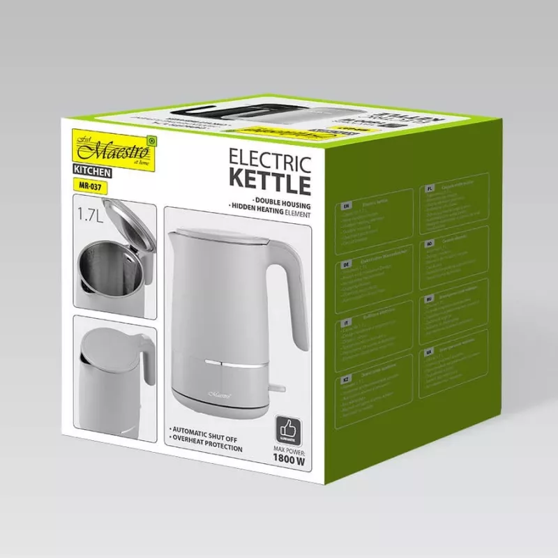 Maestro MR-037 vedenkeitin 1,7 L 1800 W (MR-037-GREY) harmaa