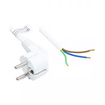 Virtakaapeli suojakosketinpistoke tyyppi E+F (CEE 7/7, kulma) - kuoritut päät, valkoinen, 0,75 mm², 1,5 m, Good Connections® (P0185-W015)