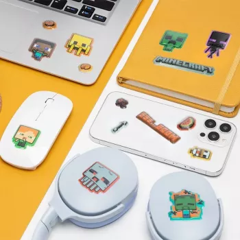 Paladone Minecraft Puffy Gadget Decals PP13218MCF — koristeelliset puffy-tarrat laitteisiin