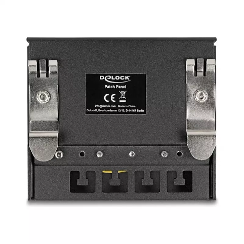 Patch-paneeli DELOCK Mini Desktop RJ45 4-porttia Cat.6A suojattu musta, metalli, 90×22×93 mm