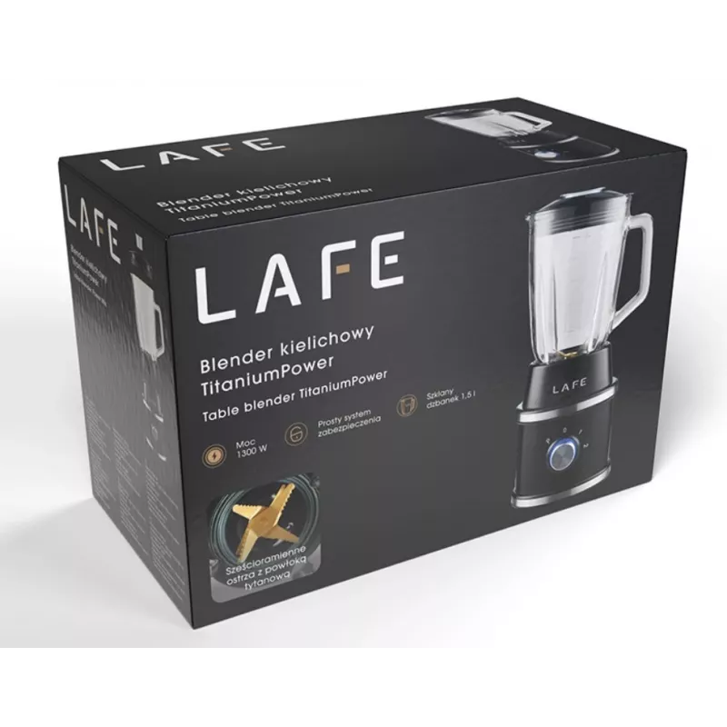 LAFE pöytätehosekoitin TITANIUMPOWER 1300 W 1,5 L musta