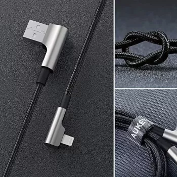 CB-AL01 musta Oem nylonkaapeli USB Lightning 2m 90 asteen liittimet C