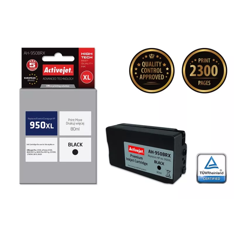 Activejet AH-950BRX muste (korvaa HP 950XL CN045AE; Premium; 80 ml; musta)