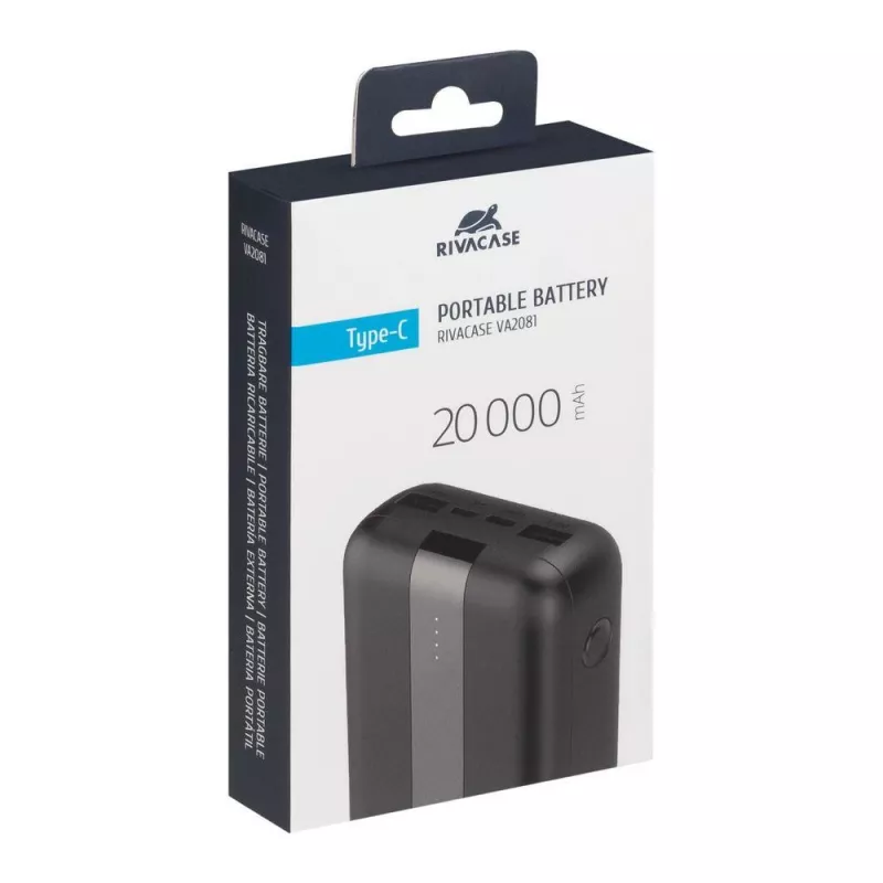 Varavirtalähde USB 20000MAH/VA2081 musta Rivacase