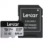 MicroSD-kortti Lexar 64 GB UHS-I luokka 3 SILVER PLUS