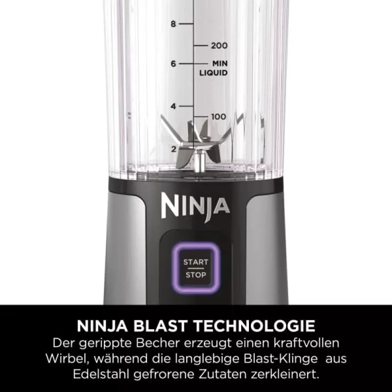 Sportmixer Ninja BC151EUBK — 0,53 L astia, 14,4 W, akku, Ice-Crush, musta