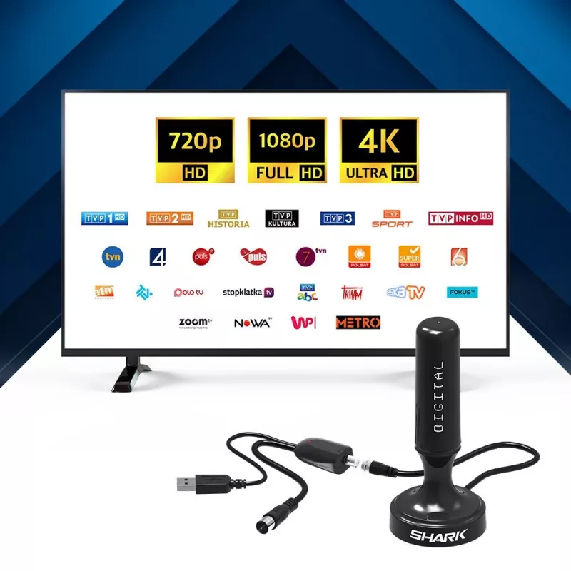Auto DVB-T -antenni Shark SHA301CAR aktiivivahvistimella ajoneuvon TV-vastaanottoon