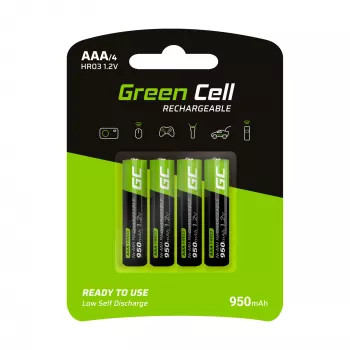 Uudelleenladattava paristo Grön Cell GR03 AAA NiMH 1,2 V 950 mAh – 4 kpl:n pakkaus, blisteri