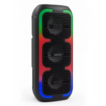 Kannettava stereokaiutin SQUEAK SQ1009 – Bluetooth 5.3, 45 W RMS, 10 h akunkesto, FM, USB, AUX, LED, 1800 mAh, musta