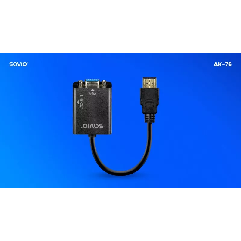Adapteri HDMI-VGA äänellä AK-76 Savio SAVAK-76