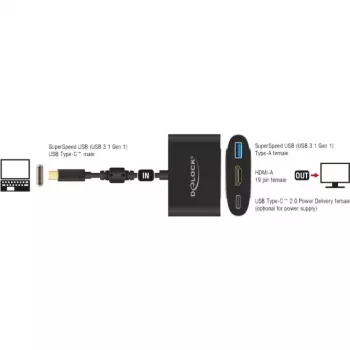 DeLOCK - ulkoinen videosovitin - VL101 - USB-C 3.1 - HDMI - harmaa - vähittäismyynti (62991)