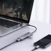 USB-keskitin Aukey CB-H36 — 4-porttinen USB 3.2 Gen 1 Type-A, isäntä USB 2.0, 5 000 Mbit/s, alumiini hopea