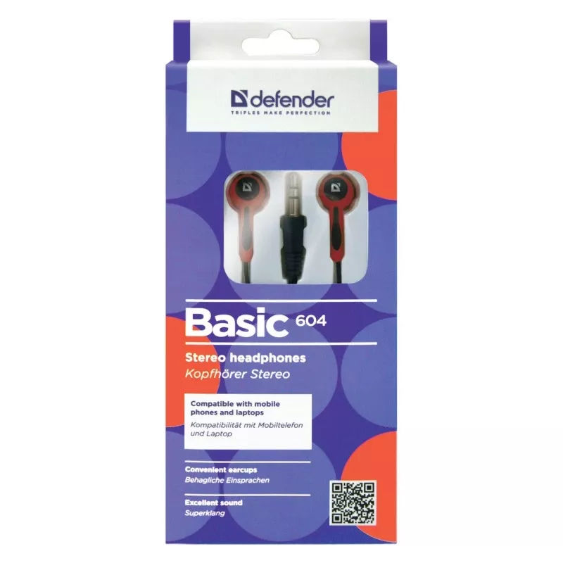 Kuulokkeet Defender BASIC 604 musta-punainen