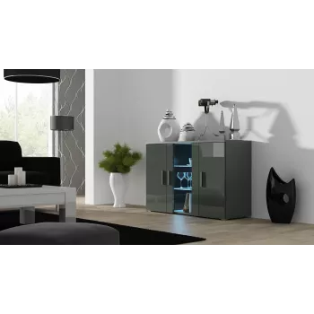 Cama Sideboard 120 cm SOHO S7 harmaa/harmaa kiiltävä